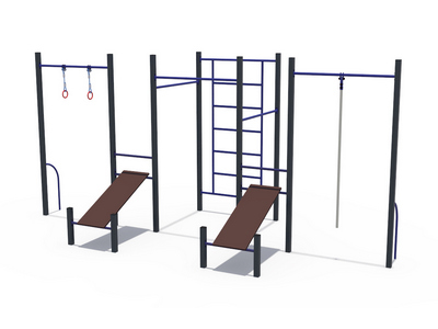 Кроссфит со скамьями для пресса и турниками СОВ 04503