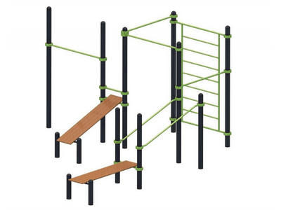 Параворкаут TORUDA комплекс с двумя скамьями 003