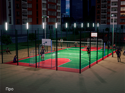 Уличная универсальная спортплощадка TORUDA SP-3 (21х10, игровое поле 18х9)
