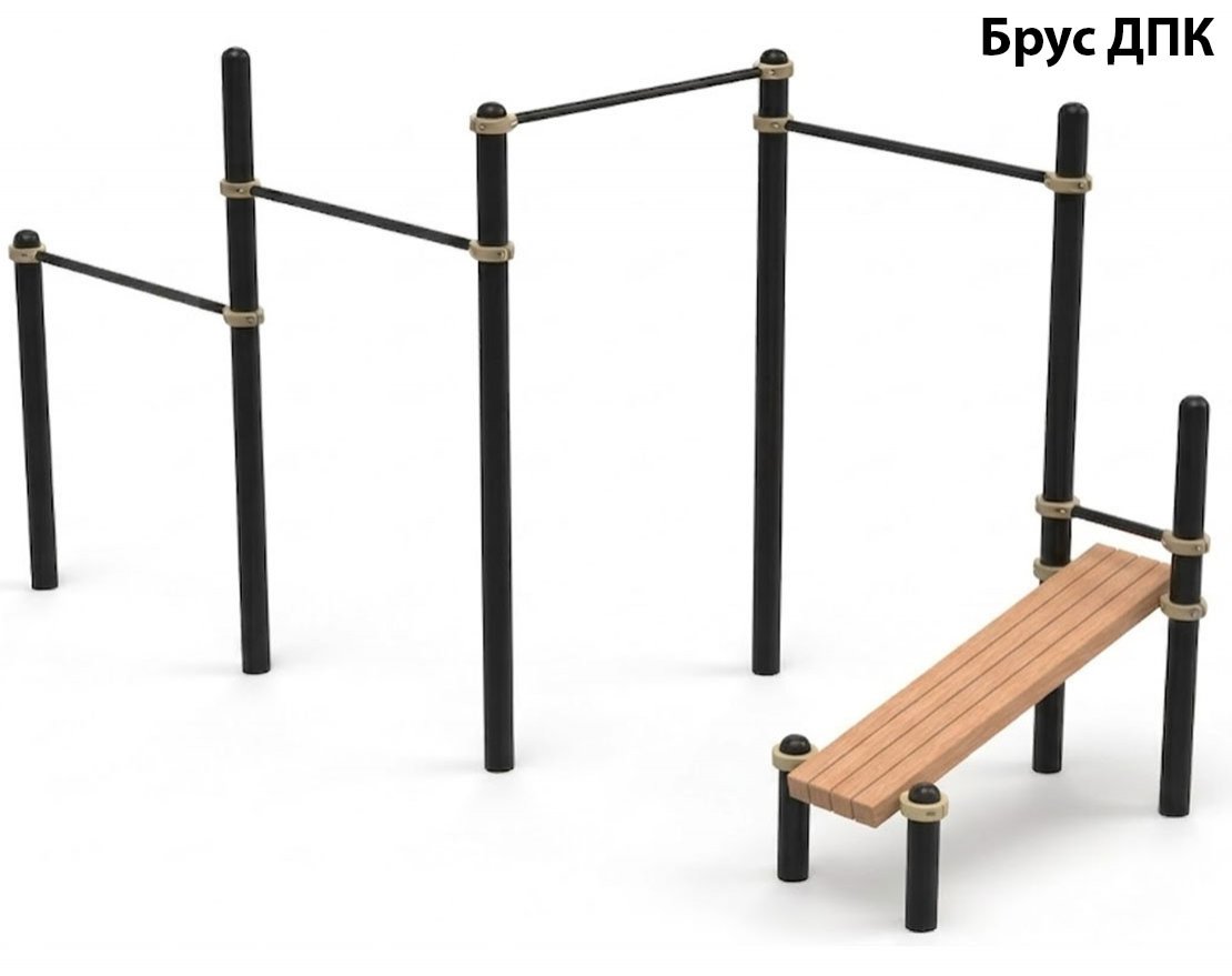 Каскад разноуровневых турников, с лавочкой для пресса TORUDA 50 - вид 2