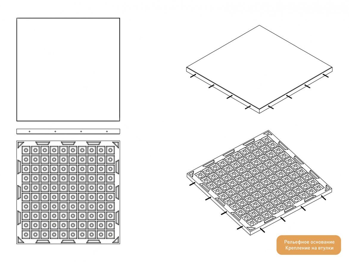 Резиновая плитка Gym 990х990 (15-60 мм) с рельефным основанием - вид 2