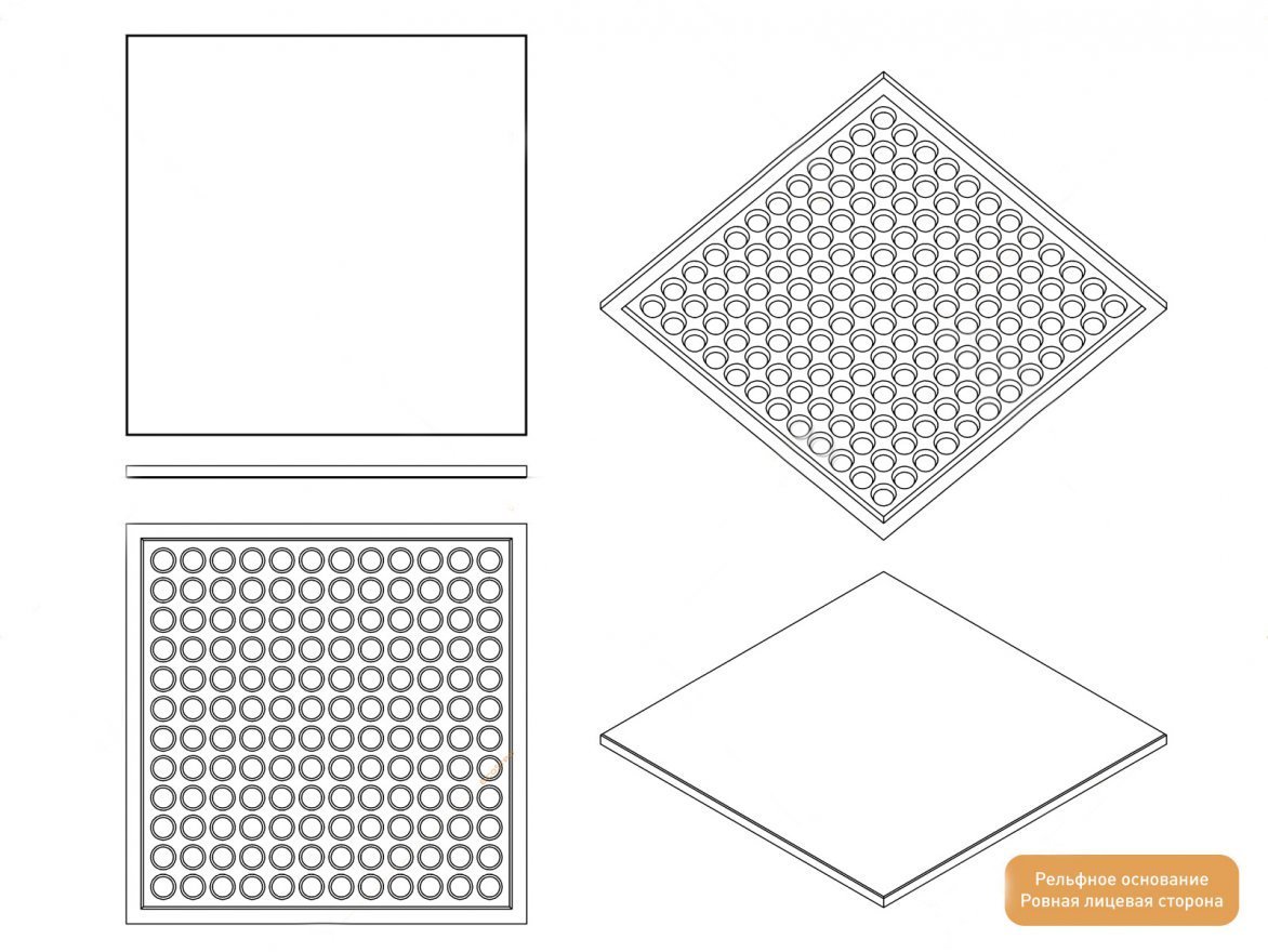 Резиновая плитка Gym 990х990 (15-60 мм) с рельефным основанием - вид 8