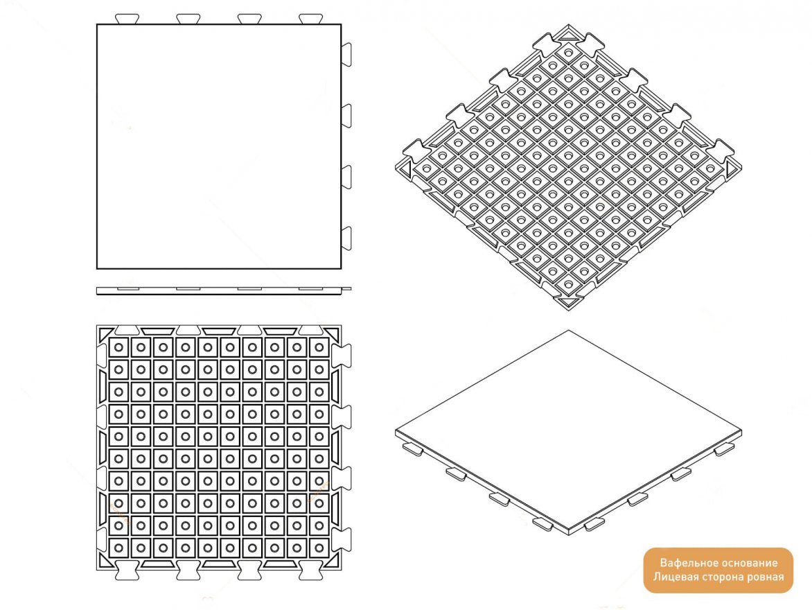 Резиновая плитка Gym EPDM 990х990 (30мм) со скрытыми замками - вид 2