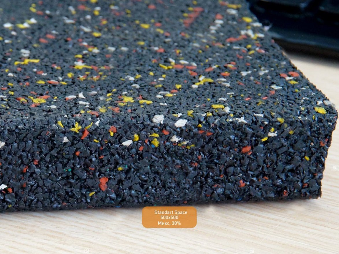 Резиновая плитка EcoStep Space/Спейс 500х500 (30-60 мм) с рельефным основанием - вид 2