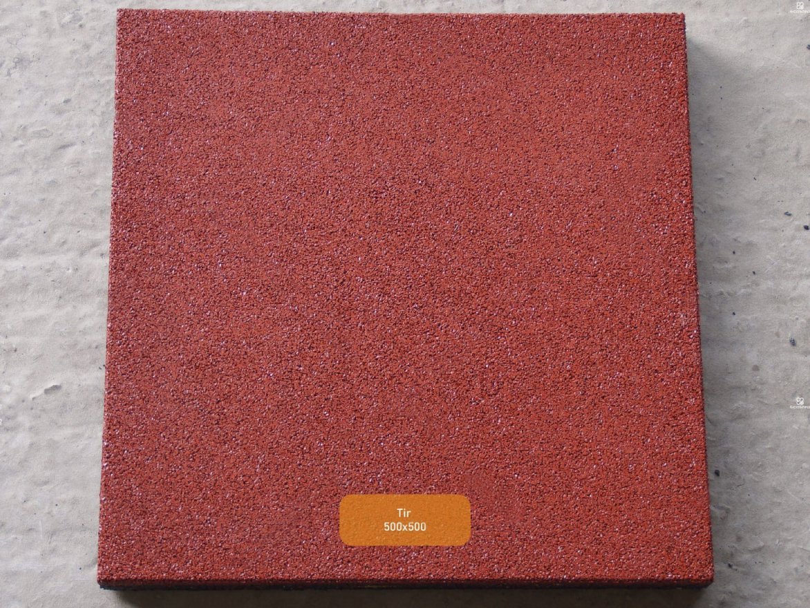 Резиновая плитка EcoStep Tir 500х500 (43мм) с ровным основанием - вид 2